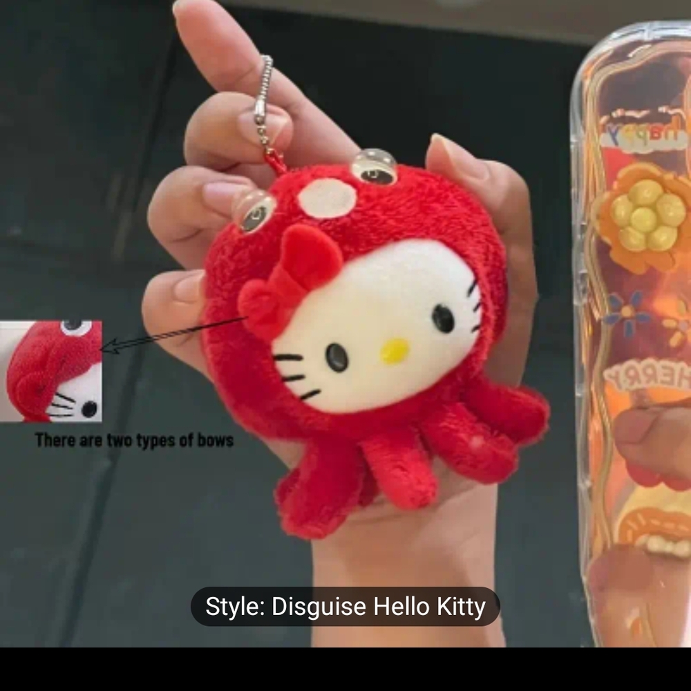 Hello Kitty Red Octopus Plush Keychain